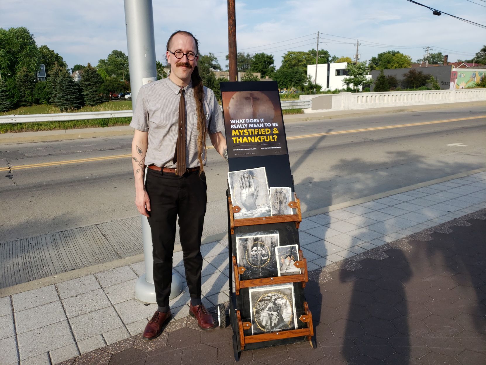 Mystified & Thankful (aka Adam Tallent) envangelizing for his art